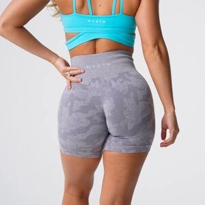 NVGTN Grey Camo Seamless Shorts 7” Size Small Gym Workout